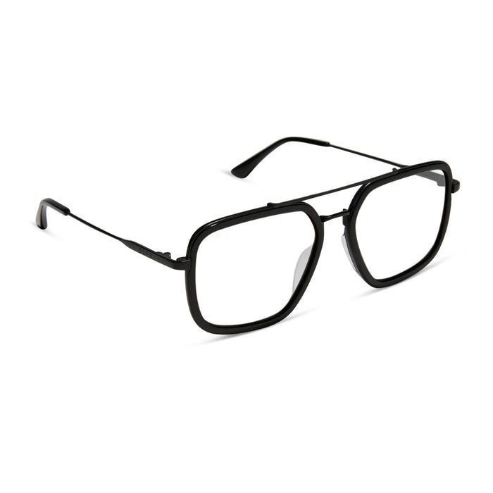 diff eyewear featuring the jordan navigator prescription glasses with a matte black frame angled view