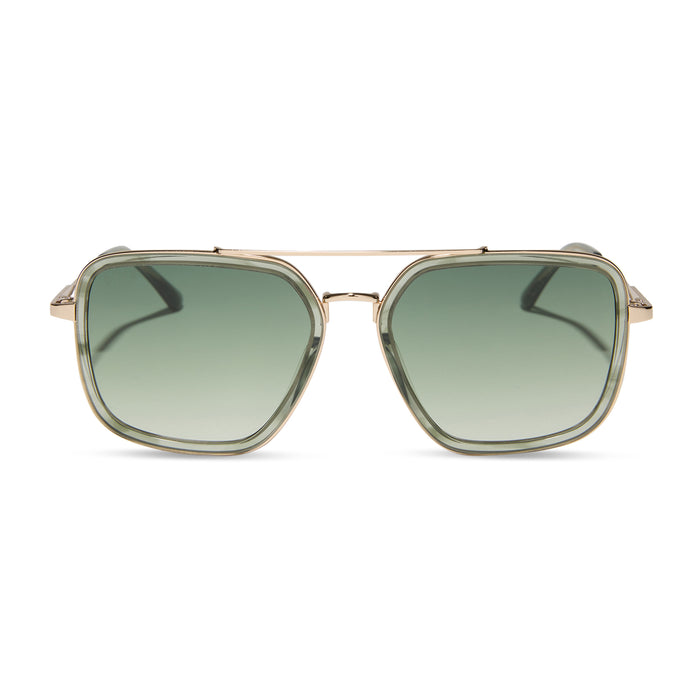 diff eyewear featuring the jordan navigator sunglasses with a cool matcha green frame and cool matcha gradient lenses front view