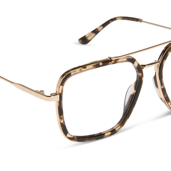 diff eyewear featuring the jordan navigator blue light technology glasses with a espresso tortoise frame detailed view