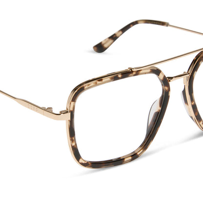 diff eyewear featuring the jordan navigator blue light technology glasses with a espresso tortoise frame detailed view