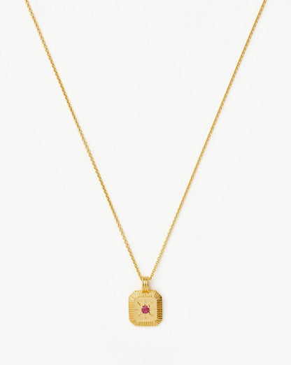 Star Ridge Birthstone Pendant Necklace | 18ct Gold Vermeil/Glass Filled Ruby Necklaces Missoma