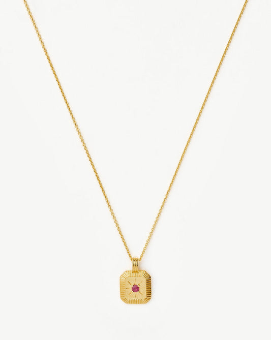 Star Ridge Birthstone Pendant Necklace | 18ct Gold Vermeil/Glass Filled Ruby Necklaces Missoma