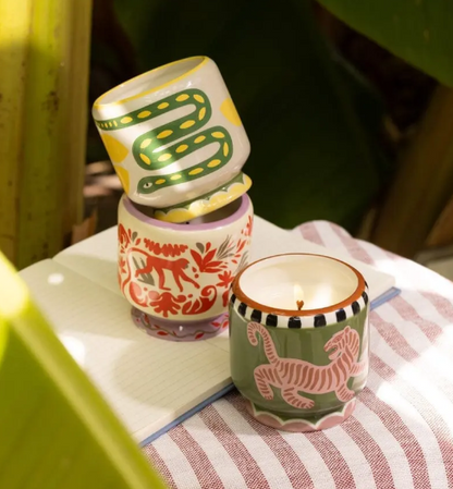 JUNGLE CERAMIC CANDLE COCONUT 8OZ