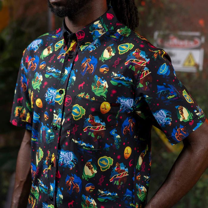 RSVLTS Jurassic Park Short Sleeve Shirt Jurassic Park "Neon ‘93" – KUNUFLEX Short Sleeve Shirt Jurassic Park "Neon ‘93" – KUNUFLEX Short Sleeve Shirt