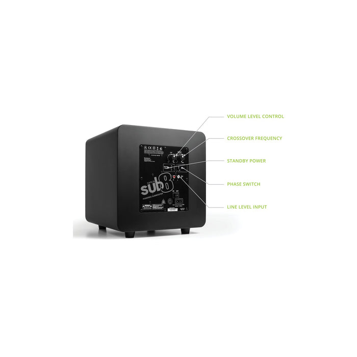 Kanto SUB8 Vinyl Subwoofer Matte Black Matte Black