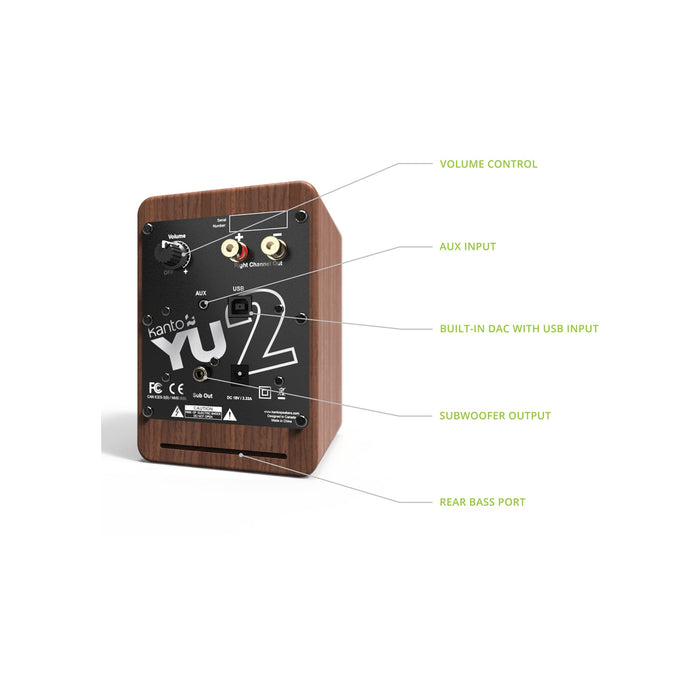Kanto YU2 Powered Desktop Speakers Walnut Walnut