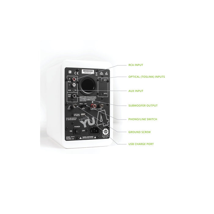 Kanto YU4 Powered Bookshelf Speakers With Bluetooth Matte White Matte White