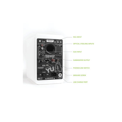 Kanto YU4 Powered Bookshelf Speakers With Bluetooth Matte White Matte White