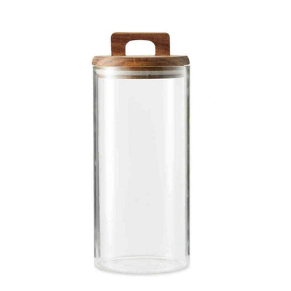 Kitchen Life 1050ML Canister With Acacia Lid Handle - Clear