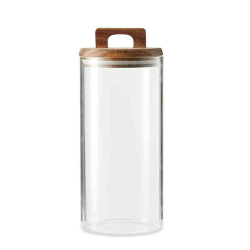 Kitchen Life 1050ML Canister With Acacia Lid Handle - Clear