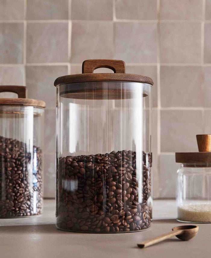 Kitchen Life 2350ML Canister With Acacia Lid Handle - Clear