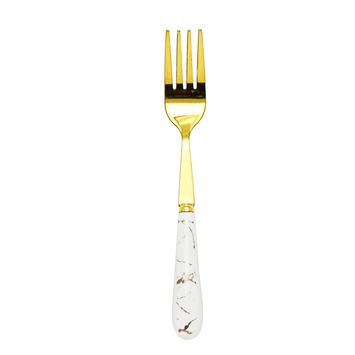 Kitchen Life 6 Piece Golden Fork Set - White & Gold