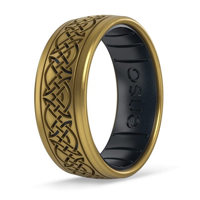 The Lord of the Rings Silicone Ring - Knots of Rohan - Antique Gold/Black Pearl