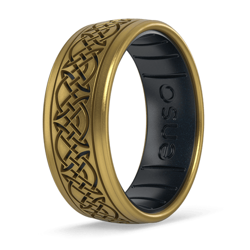 The Lord of the Rings Silicone Ring - Knots of Rohan - Antique Gold/Black Pearl