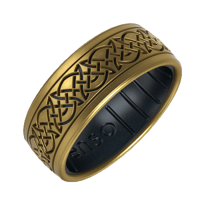 The Lord of the Rings Silicone Ring - Knots of Rohan - Antique Gold/Black Pearl