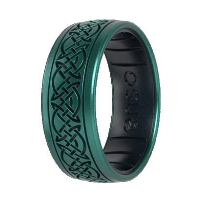 The Lord of the Rings Silicone Ring - Knots of Rohan - Emerald/Black Pearl