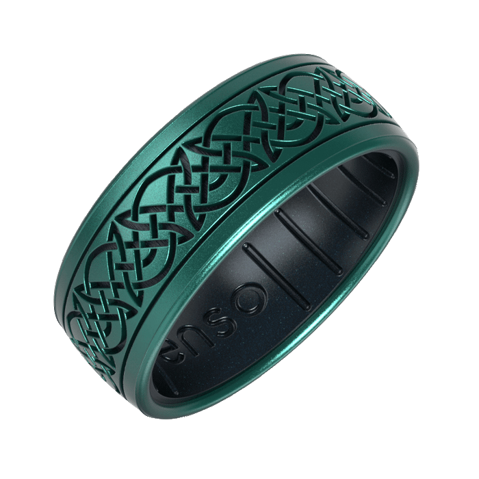The Lord of the Rings Silicone Ring - Knots of Rohan - Emerald/Black Pearl
