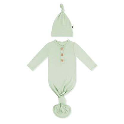 Product photo of the Knotted Gown with Hat Set in Basil
