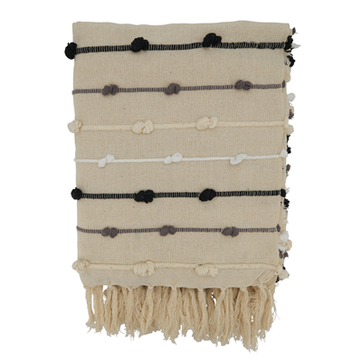 KNOTTED THROW BLACK / WHTITE 50X60