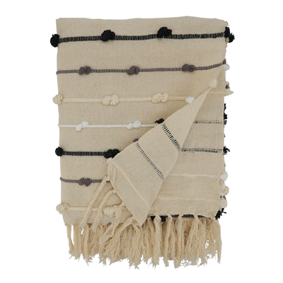KNOTTED THROW BLACK / WHTITE 50X60