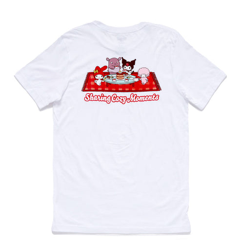 Kuromi Adult Sharing Cozy Moments Tee (White) Apparel Mad Engine Global LLC