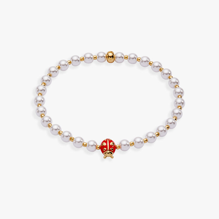 Ladybug Pearl Stretch Bracelet