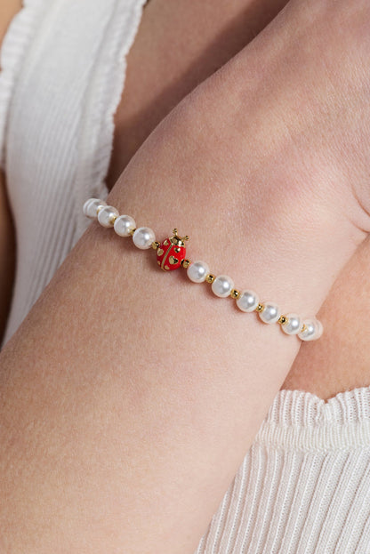 Ladybug Pearl Stretch Bracelet