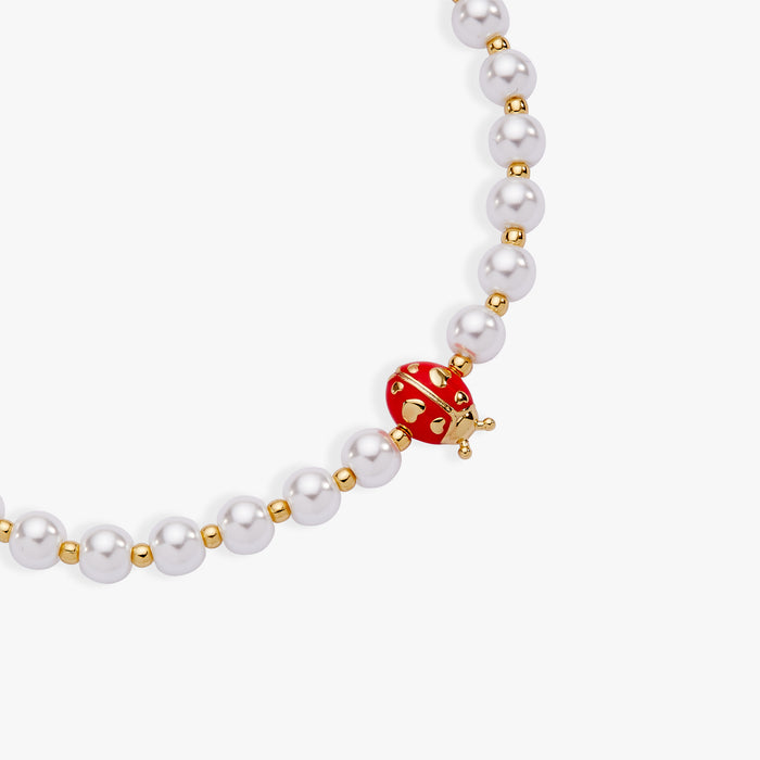 Ladybug Pearl Stretch Bracelet