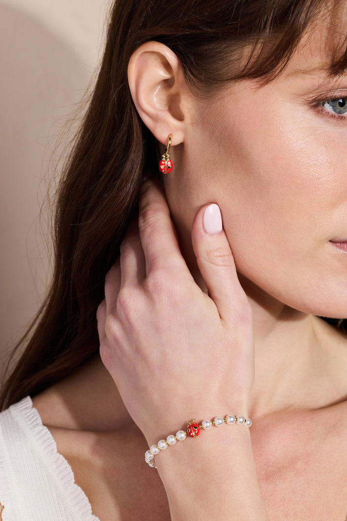 Ladybug Pearl Stretch Bracelet