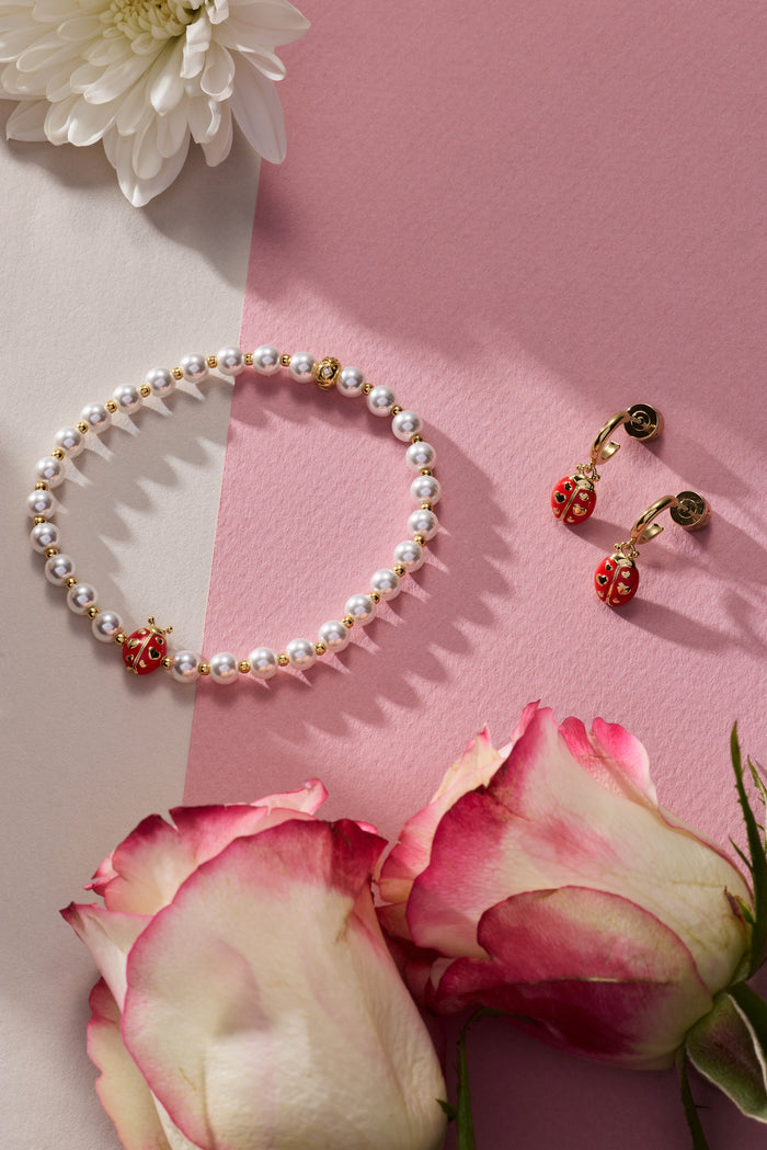 Ladybug Pearl Stretch Bracelet