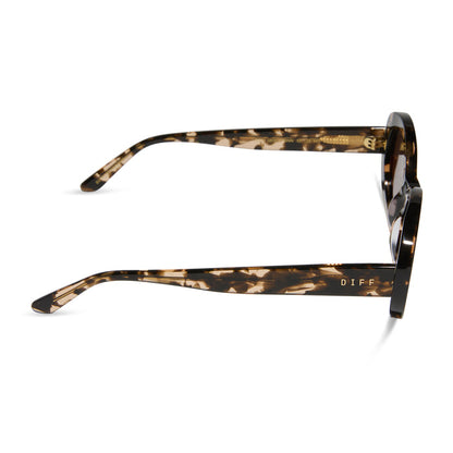 diff eyewear featuring the lainey oval sunglasses with a espresso tortoise frame and brown lenses side view