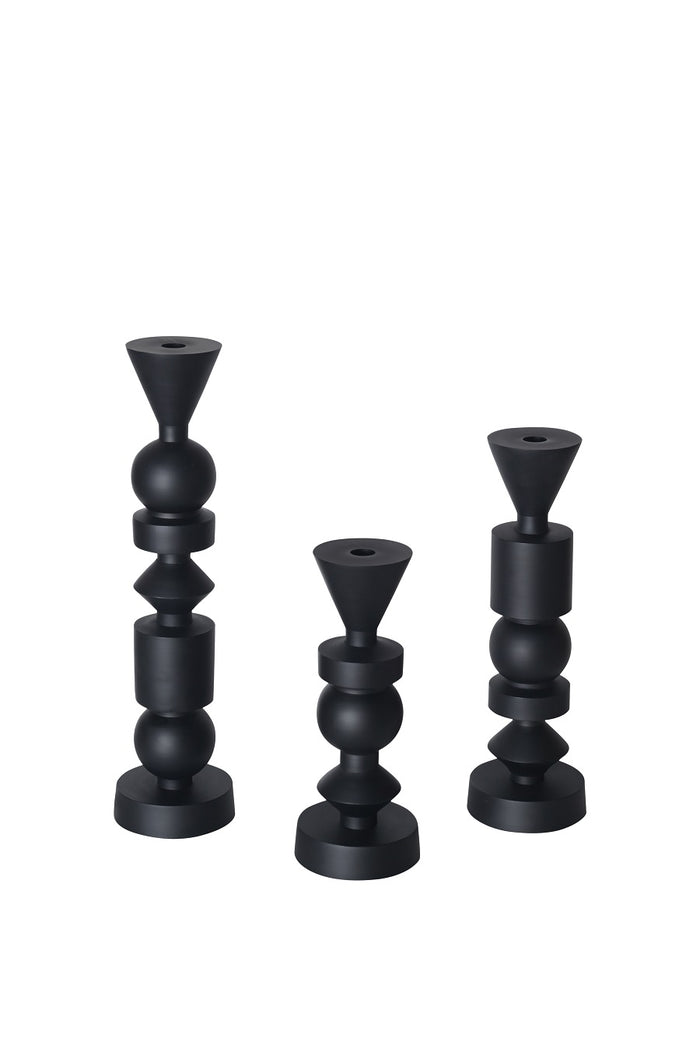 LARGE CANDLESTICK MATT BLACK 46H