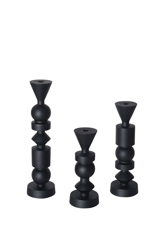 LARGE CANDLESTICK MATT BLACK 46H