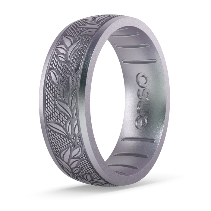 Etched Signature Silicone Ring - Laurel - Icy Silver