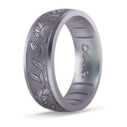Etched Signature Silicone Ring - Laurel - Icy Silver