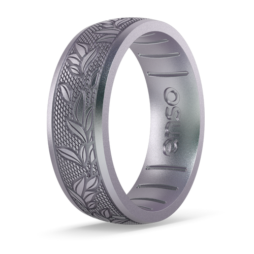 Etched Signature Silicone Ring - Laurel - Icy Silver
