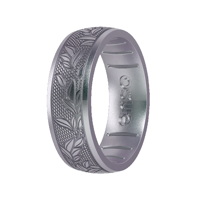 Etched Signature Silicone Ring - Laurel - Icy Silver