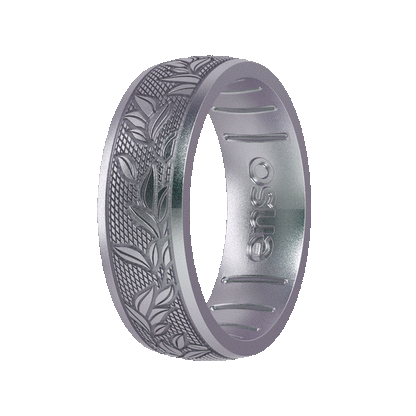 Etched Signature Silicone Ring - Laurel - Icy Silver