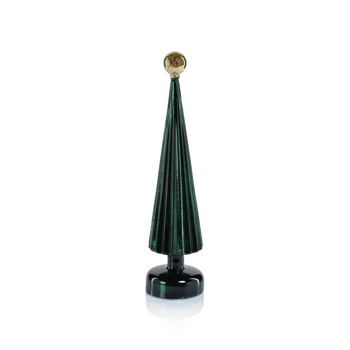 LED TREE GLOBE FINIAL GREEN WITH GOLD 14.5"