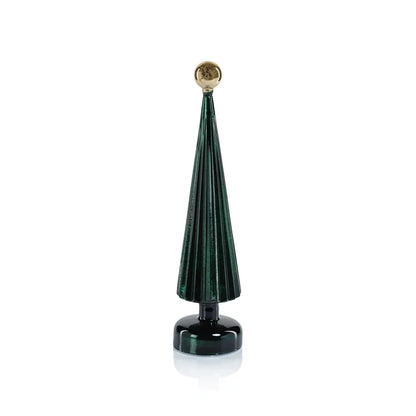 LED TREE GLOBE FINIAL GREEN WITH GOLD 14.5"