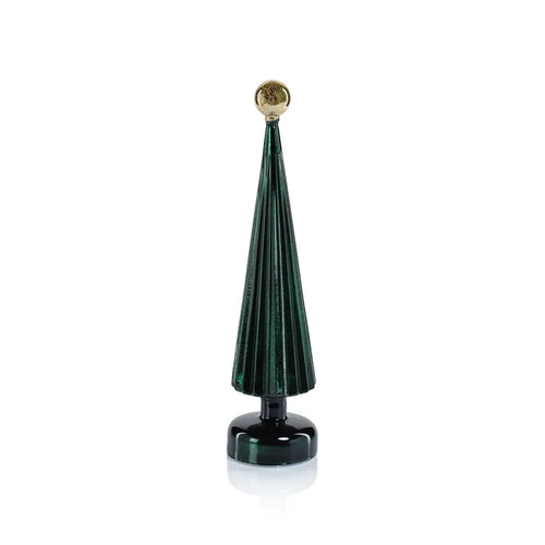 LED TREE GLOBE FINIAL GREEN WITH GOLD 14.5"