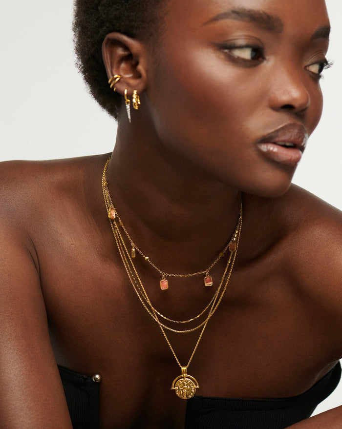 Lena Charm Choker | 18ct Gold Plated/Rhodochrosite Necklaces Missoma