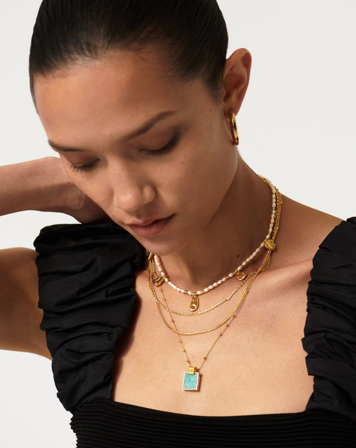 Lena Charm Necklace | 18ct Gold Plated/Amazonite Necklaces Missoma