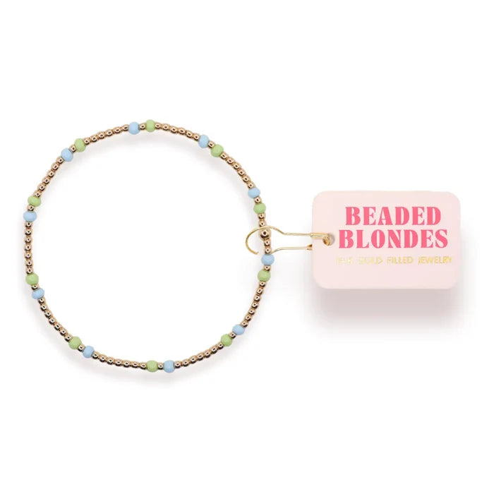 Light Green and Powder Blue Two Toned Dainty Poppi Bracelet