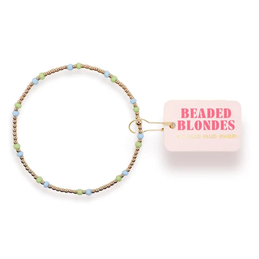 Light Green and Powder Blue Two Toned Dainty Poppi Bracelet