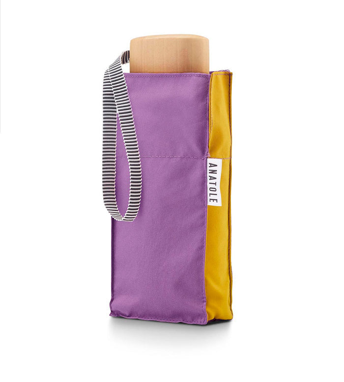LILI TWO TONE COMPACT UMBRELLA -LILAC & YELLOW