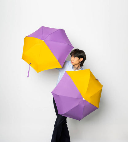 LILI TWO TONE COMPACT UMBRELLA -LILAC & YELLOW