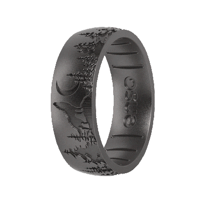 Etched Silicone Ring - Lone Wolf - Platinum