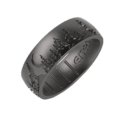 Etched Silicone Ring - Lone Wolf - Platinum