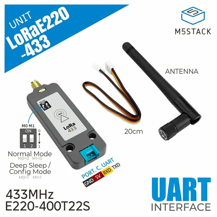 LoRa Unit 433MHz with Antenna (E220) - m5stack-store